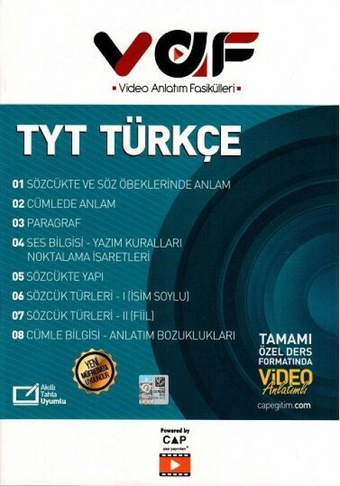 Vaf Yayınları TYT Türkçe Video Anlatım Fasikülleri