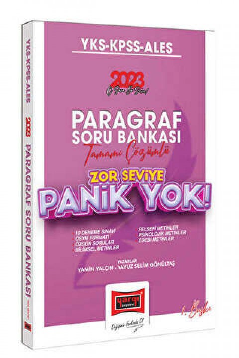 Yargı Yayınevi 2023 YKS-KPSS-ALES Panik Yok Paragraf Soru Bankası Tamamı Çözümlü Soru Bankası Zor Seviye