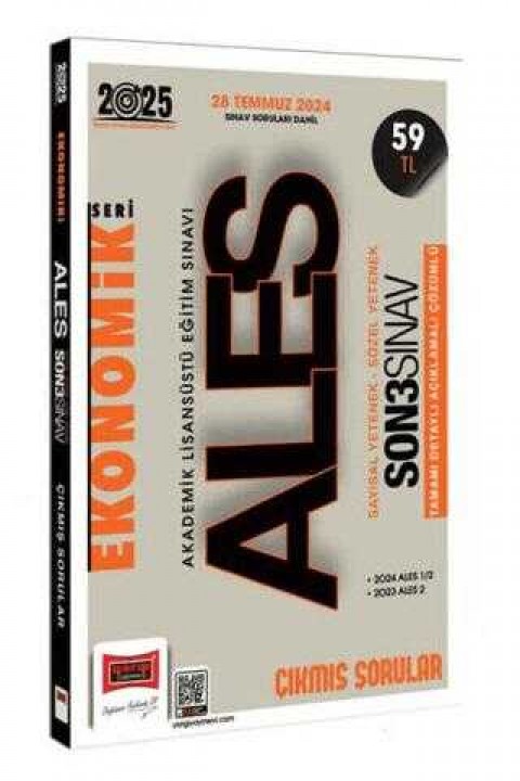 Yargı Yayınevi 2025 ALES Vip Ekonomik Seri Sayısal-Sözel Yetenek Son 3 Sınav Çıkmış Sorular 28 Temmuz 2024 Sınav Soruları Dahil