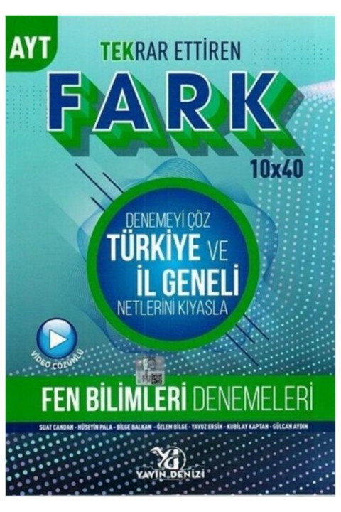 Yayın Denizi Yayınları AYT Tekrar Ettiren Fark 10X40 Fen Bilimleri Denemeleri