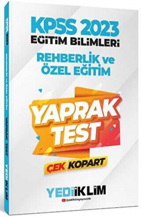 Yediiklim Yayınları 2023 KPSS Eğitim Bilimleri Rehberlik ve Özel Eğitim Çek Kopart Yaprak Test