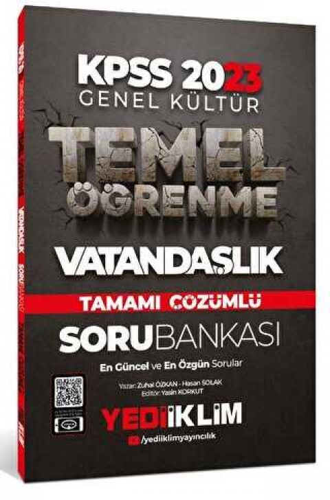 Yediiklim Yayınları 2023 KPSS Genel Kültür Temel Öğrenme Vatandaşlık Tamamı Çözümlü Soru Bankası