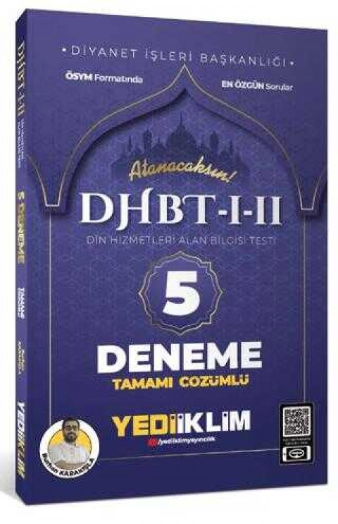 Yediiklim Yayınları 2024 DHBT- 1-2 Din Hizmetleri Alan Bilgisi Testi Tamamı Çözümlü 5 Deneme