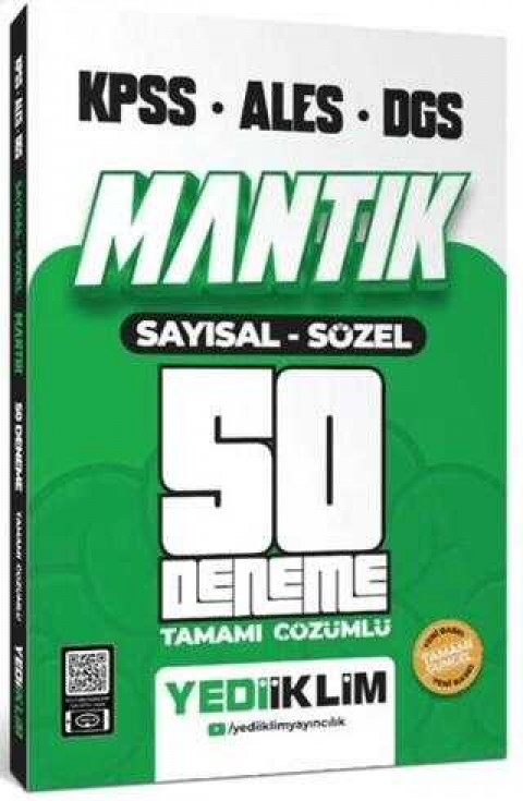 Yediiklim Yayınları 2024 KPSS - ALES - DGS Mantık Sayısal Sözel Tamamı Çözümlü 50 Deneme