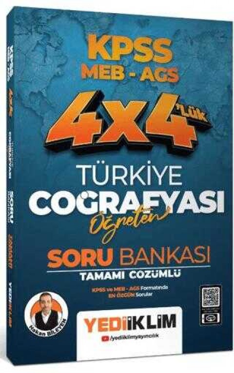 Yediiklim Yayınları 2024 KPSS Coğrafya Öğreten 4*4 Tamamı Çözümlü Soru Bankası