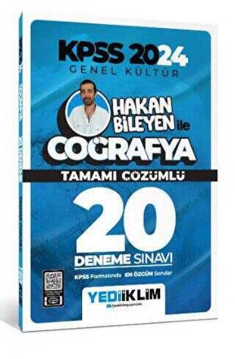 Yediiklim Yayınları 2024 KPSS Genel Kültür Hakan Bileyen ile Coğrafya Tamamı Çözümlü 20 Deneme