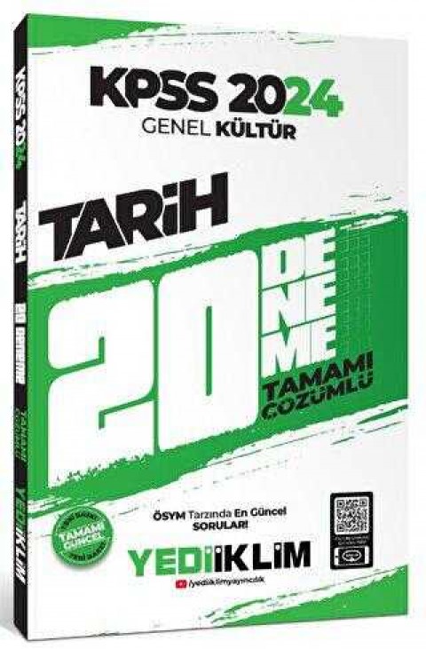 Yediiklim Yayınları 2024 KPSS Genel Kültür Tarih Tamamı Çözümlü 20 Deneme