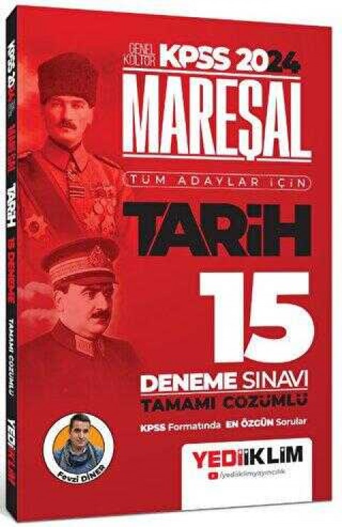 Yediiklim Yayınları 2024 KPSS Mareşal Genel Kültür Tarih Tüm Adaylar İçin Tamamı Çözümlü 15 Deneme Sınavı