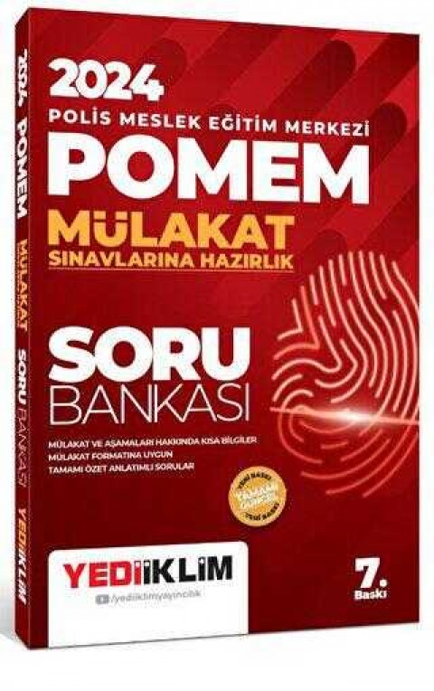 Yediiklim Yayınları 2024 POMEM Mülakat Sınavlarına Hazırlık Soru Bankası