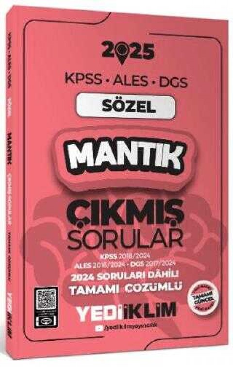 Yediiklim Yayınları 2025 KPSS ALES DGS Sözel Mantık Çıkmış Sorular ve Çözümleri