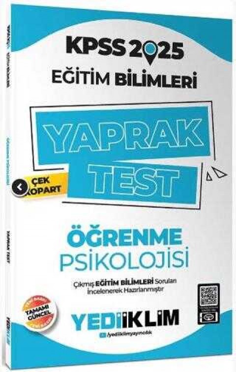 Yediiklim Yayınları 2025 KPSS Eğitim Bilimleri Öğrenme Psikolojisi Çek Kopart Yaprak Test