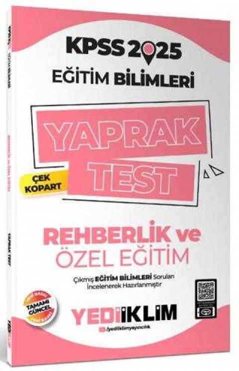 Yediiklim Yayınları 2025 KPSS Eğitim Bilimleri Rehberlik ve Özel Eğitim Çek Kopart Yaprak Test