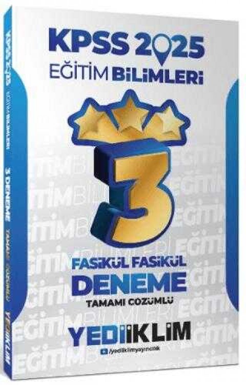 Yediiklim Yayınları 2025 KPSS Eğitim Bilimleri Tamamı Çözümlü Fasikül Fasikül 3 Yıldız Deneme