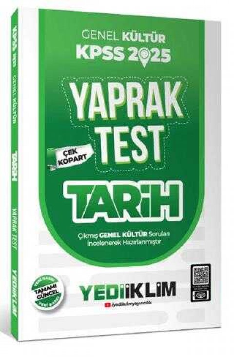Yediiklim Yayınları 2025 KPSS Genel Kültür Tarih Çek Kopart Yaprak Test