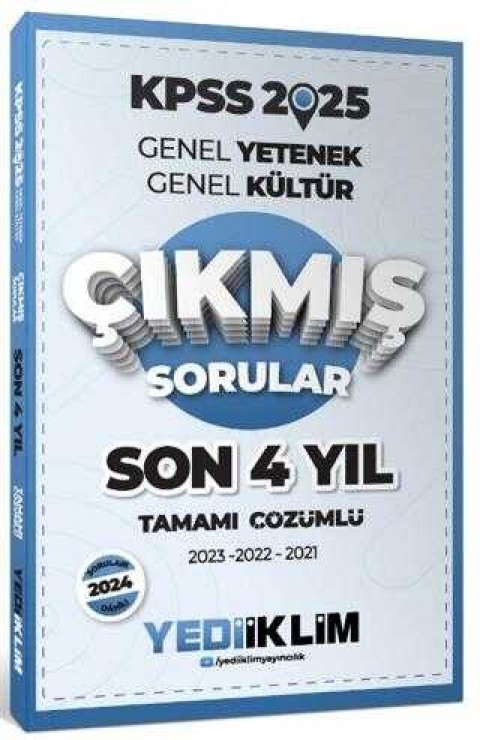 Yediiklim Yayınları 2025 KPSS Genel Yetenek Genel Kültür Son 4 Yıl Tamamı Çözümlü Çıkmış Sorular