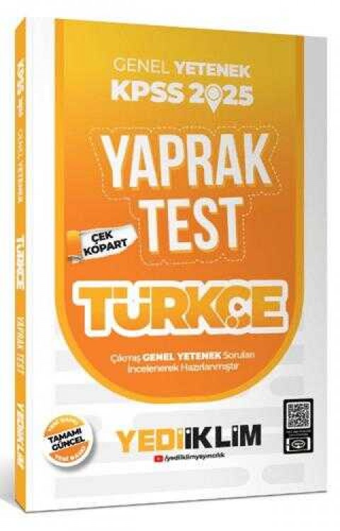 Yediiklim Yayınları 2025 KPSS Genel Yetenek Türkçe Çek Kopart Yaprak Test