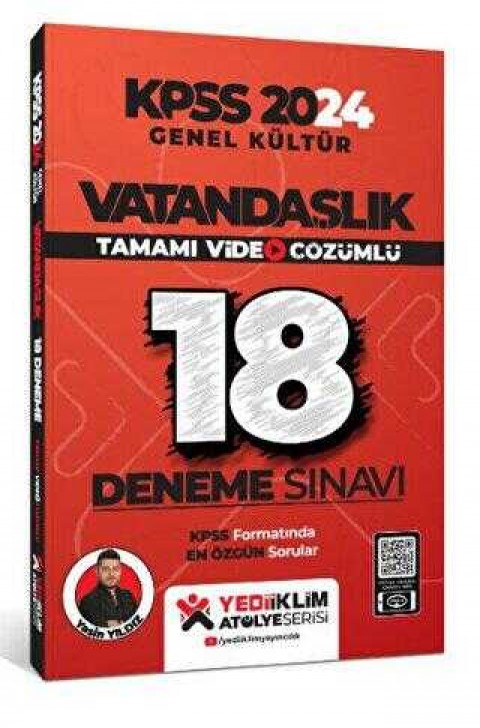 Yediiklim Yayınları KPSS 2024 Genel Kültür Vatandaşlık Tamamı Video Çözümlü 18 Deneme