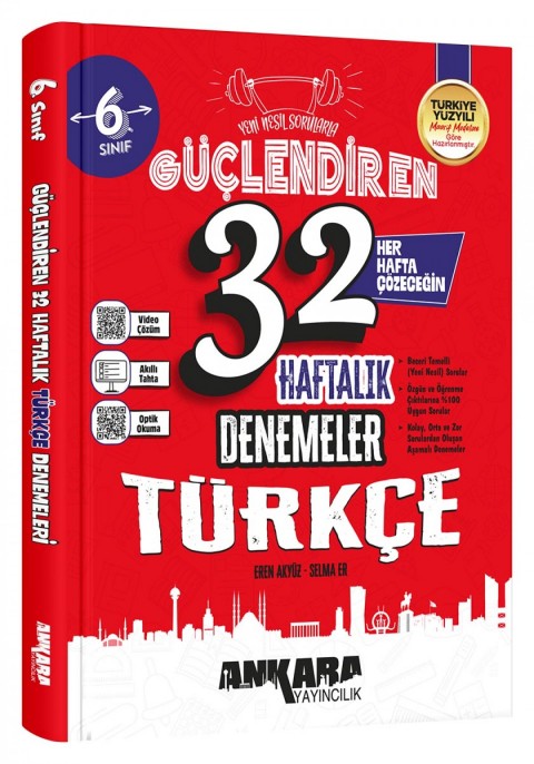 Ankara Yayıncılık 6.Sınıf Güçlendiren 32 Haftalık Türkçe Denemeleri